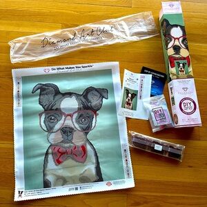 Hipster boston terrier- diamond art club kit
